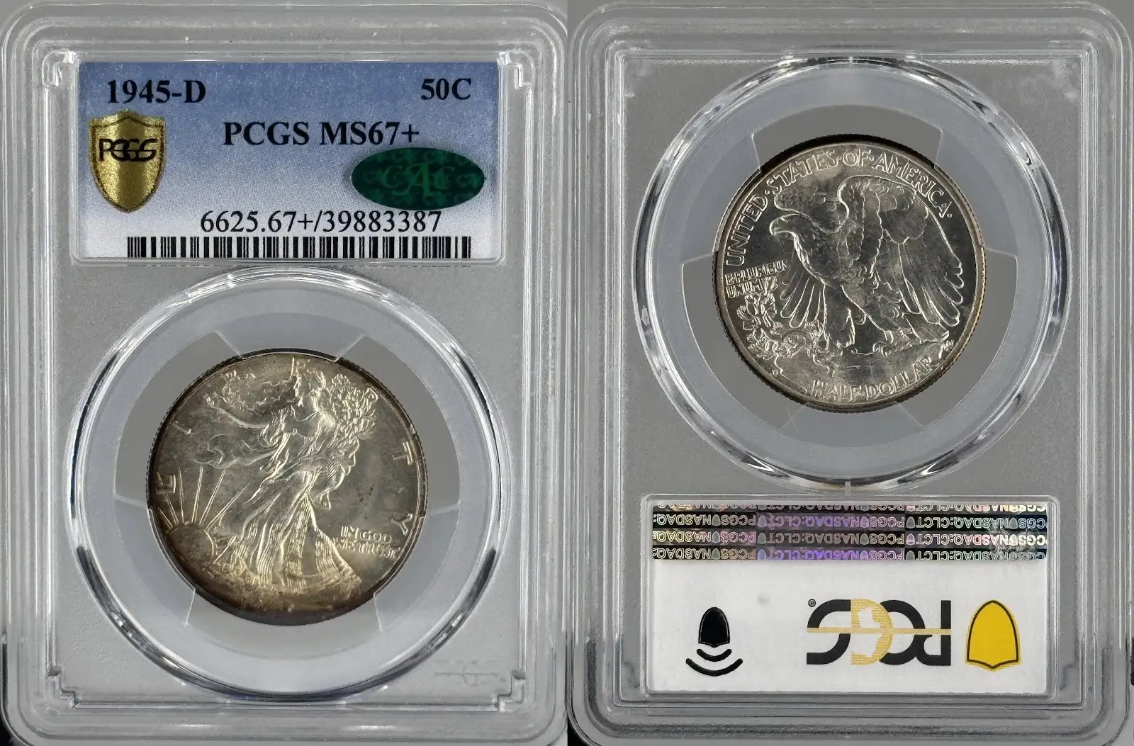 1945-D Walking Liberty 50c PCGS MS67+ CAC