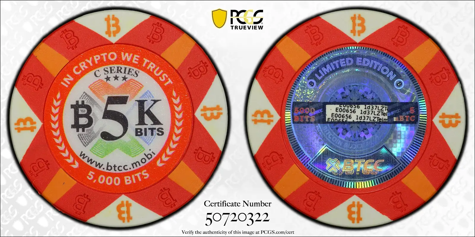 2016 .005 Btc_btcc_red_5k_chip Funded PCGS MS69