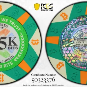 2016 .025 Btc btcc_green 25k chip colab Funded PCGS MS69