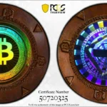 2021 .0005 BTC 1HoDL Club 500 Sats Copper Chip 1xBTC3En Funded PCGS MS67
