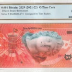 2021-22 Off Line Cash .001 BTC Funded PCGS 66 PPQ