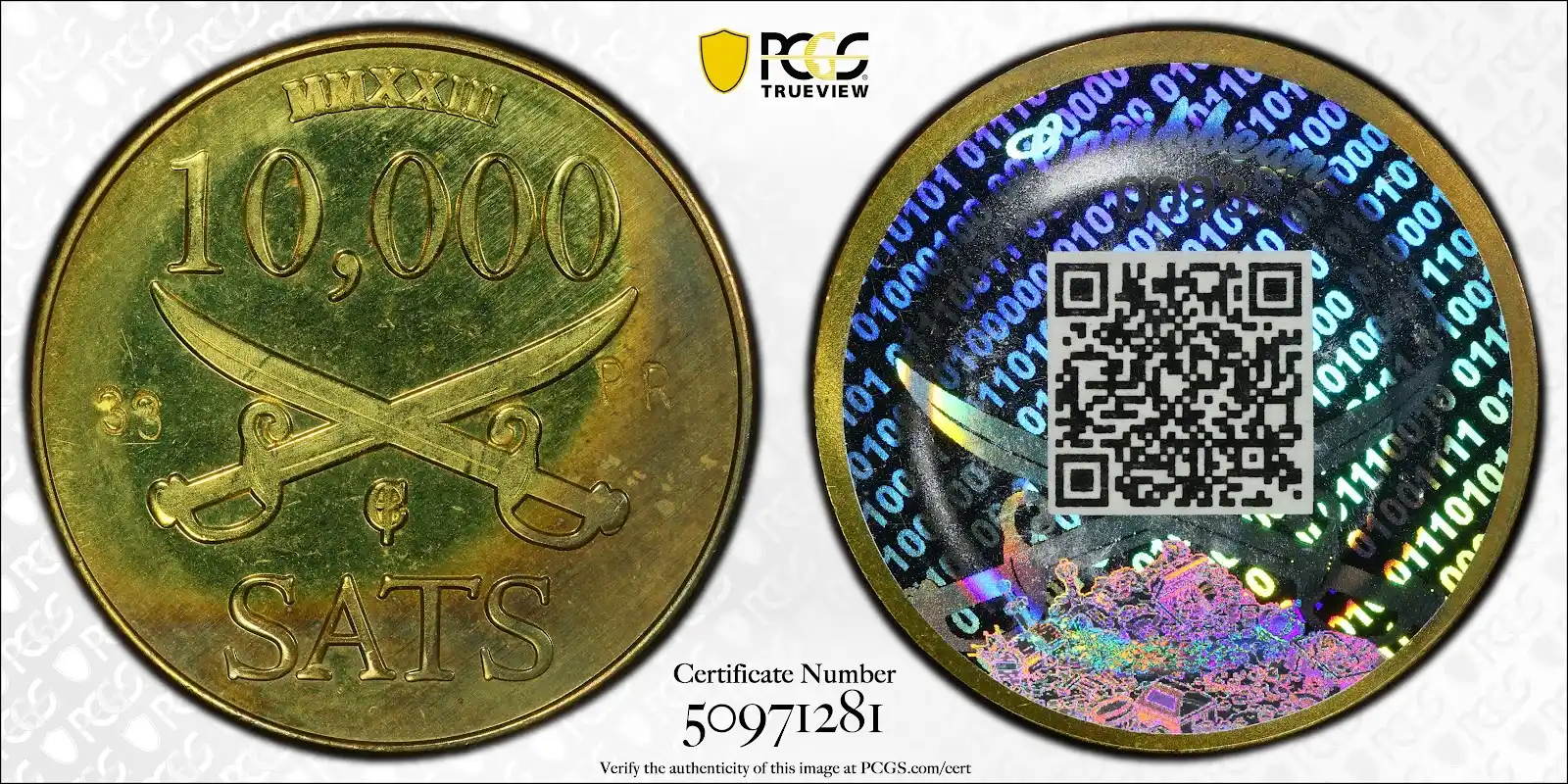 (2023) .0001 Btc Caribbean Treasures 10k Sats 0083 PCGS MS65