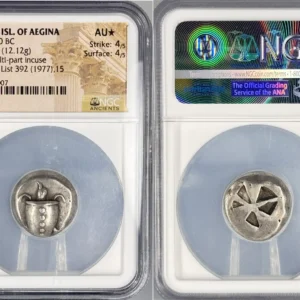 Greece Isl of Aegina, AR Stater Turtle NGC AU Star Ex. M&M