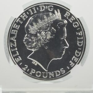 2014 Great Britain Silver £2 Britannia — Lunar Horse Mule Error, NGC MS69 PL